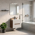 Leziter Set mobilier baie Trent 60 cu lavoar, oglinda, 2 sertare, 60x80 cm, sunset stejar-alb