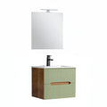 Leziter Trent mobilier de baie 60 cm ceramică chiuvetă (2 sertare) cu oglindă 60x80 cm sunset stejar-pistachio verde