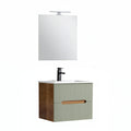 Leziter Trent Mobilier de baie 60 cm lavoar ceramic (2 sertare) cu oglindă 60x80 cm stejar sunset-olive verde