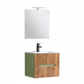 Leziter Trent mobilier de baie 60 cm chiuvetă ceramică (2 sertare) cu oglindă 60x80 cm verde fistic - stejar apus de soare