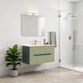 Leziter Trent 80 dulap de baie inferior cu chiuvetă ceramică (2 sertare) gri antracit-verde fistic