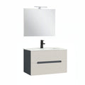 Leziter Set mobilier baie Trent 80 cu lavoar, oglinda, 2 sertare, 60x80 cm, antracit gri-alb