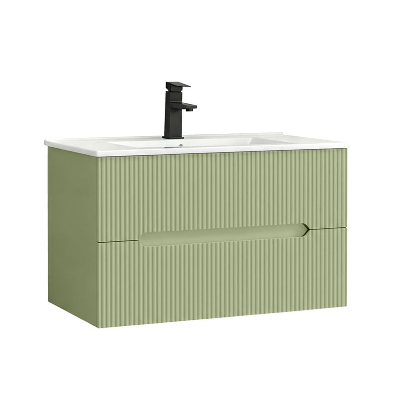 Leziter Masca chiuveta baie Trent 80 cu lavoar, 2 sertare, verde deschis