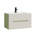 Leziter Masca chiuveta baie Trent 80 cu lavoar, 2 sertare, verde deschis-alb