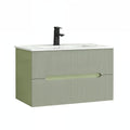 Leziter Trent 80 mobilier de baie inferior cu chiuvetă ceramică (2 sertare) verde fistic-verde măsline