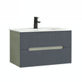 Leziter Trent 80 dulap de baie inferior cu chiuvetă ceramică (2 sertare) verde măslin-gri antracit