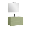 Leziter Set mobilier baie Trent 80 cu lavoar, oglinda, 2 sertare, 60x80 cm, verde deschis