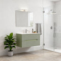 Leziter Trent Mobilier de baie 80 cm chiuvetă ceramică (2 sertare) cu oglindă 60x80 cm verde fistic-verde-oliv
