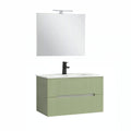 Leziter Trent Mobilier de baie 80 cm chiuvetă ceramică (2 sertare) cu oglindă 60x80 cm verde măslin verde-pistachio