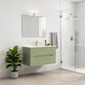 Leziter Trent Mobilier de baie 80 cm chiuvetă ceramică (2 sertare) cu oglindă 60x80 cm verde măslin verde-pistachio