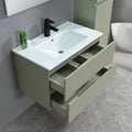 Leziter Set mobilier baie Trent 80 cu lavoar, oglinda, 2 sertare, 60x80 cm, verde