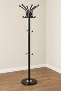 Cuier metalic 5Five cu 12 carlige si suport umbrele, otel si marmura, 182 cm, negru