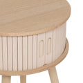 Noptiera rotunda Atmosphera Nysos cu 2 usi glisante si raft interior, 40x54 cm, crem natur