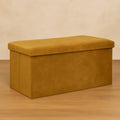Taburet pliabil Atmosphera Lilou cu spatiu depozitare 80L, 76x38x38 cm, galben mustar