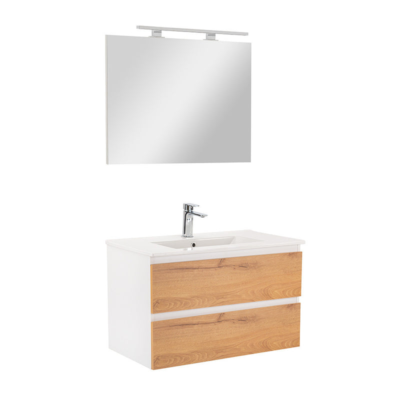 Leziter Set mobilier baie Vario Forte 80, stejar alb