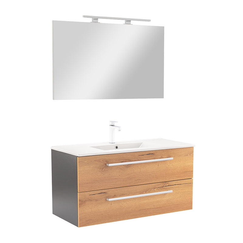 Leziter Set mobilier baie Vario Clam 100, antracit-stejar