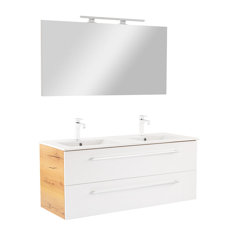 Leziter Set mobilier baie Vario Clam 120, stejar-alb