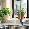 Leziter Robinet mixer pentru chiuveta de bucătărie Mara cu cap multifuncțional cu afișaj digital crom