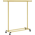 SONGMICS Suport pentru haine cu sina superioara extensibila, pe roti, reglabil pe latime, 45x(92-132)x160cm, auriu