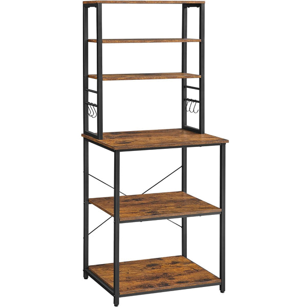 VASAGLE Raft de bucatarie, spatiu cuptor cu microunde, 6 rafturi, 40x60x167cm, maro rustic si negru