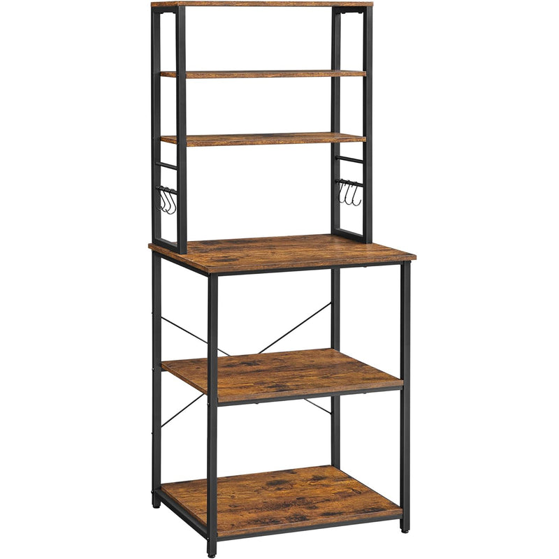 VASAGLE Raft de bucatarie, spatiu cuptor cu microunde, 6 rafturi, 40x60x167cm, maro rustic si negru