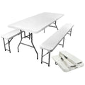 Set masa cu 2 banci pliabile tip valiza pentru gradina, camping, terase, 180x72x75cm