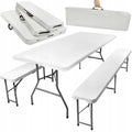 Set masa cu 2 banci pliabile tip valiza pentru gradina, camping, terase, 180x72x75cm