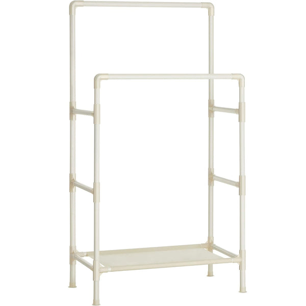SONGMICS Raft de haine din metal, cu 2 bare de haine si 1 raft, maxim 70 kg, industrial, 45x83x157cm, alb