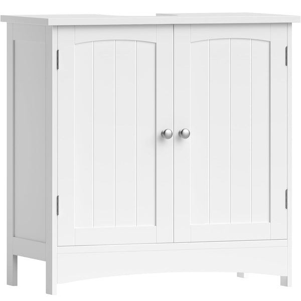 VASAGLE Dulap baie baza lavoar, cu 2 usi, 2 rafturi, alb 60x60x30 cm, alb