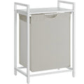 VASAGLE Cos de rufe, sac de rufe detasabil, raft, cadru metalic, 65L, 50x33x72 cm, alb