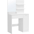 VASAGLE Masuta de toaleta cu oglinda, dulap si sertar pentru cosmetice, 80x40x132cm, alb