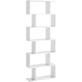 VASAGLE Biblioteca, raft cu 6 unitati de depozitare, pentru living, din lemn, 24x190x70cm, alb