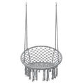 Scaun rotund tip leagan suspendat pentru casa sau gradina, cu franjuri, 150kg, gri