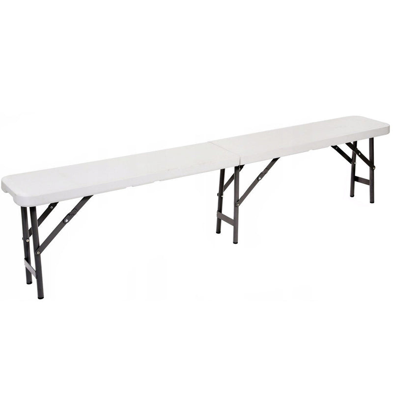 Banca pliabila pentru gradina sau catering, HDPDE, 180x24x42cm, alb
