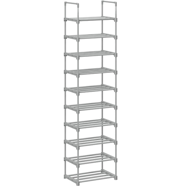 SONGMICS Suport pentru pantofi, cadru metalic cu 10 nivele, design personalizabil, 30x45x174cm, gri
