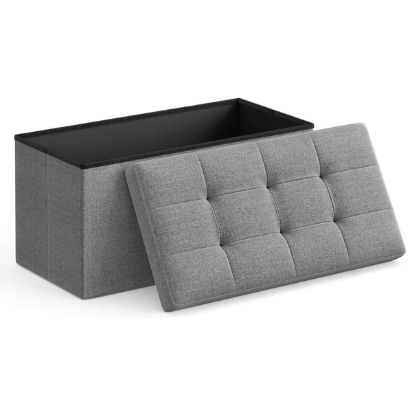 SONGMICS Taburet pliabil cu sezut moale, spatiu de depozitare 80litri, maxim 300kg, 76x38x38cm, gri