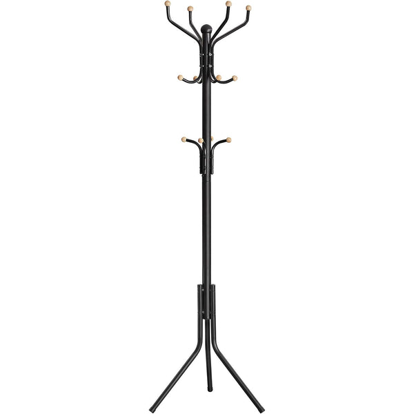 VASAGLE Cuier pentru haine, din otel, tip pom, cu 12 carlige, 182cm, negru
