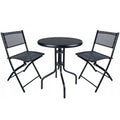 Set mobilier gradina Sersimo Oneiro, 2 scaune pliabile, 1 masa, negru