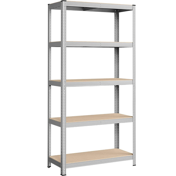 SONGMICS Raft de depozitare metalic, cu suprafata galvanizata, 5 polite, max. 875 kg, 180x90x40cm, argintiu
