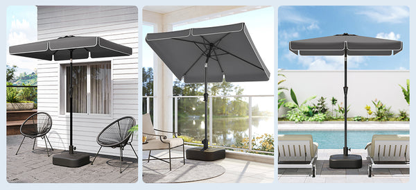 SONGMICS Umbrela de gradina cu manivela, 200x150 cm, UPF 50+, inclinare 30°, structura metalica, gri