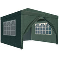 Cort pavilion de gradina, 300x300 cm, cu 4 pereti laterali cu ferestre, impermeabil cu rezistenta UV, verde