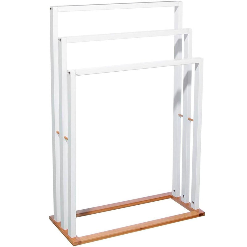 Suport prosoape 5Five Lysandre cu 3 rafturi, 55x24x82 cm, bambus alb