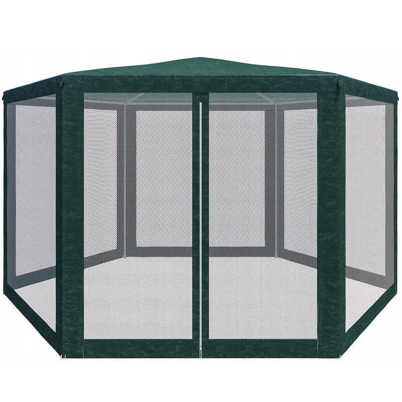 Pavilion cu plasa anti-insecte, fermoar, hexagonal, 200cm, Verde