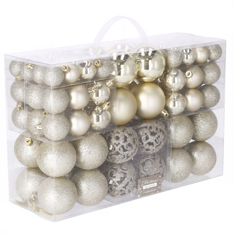 Set globuri de Craciun, 100 bucati, 3-6cm, auriu