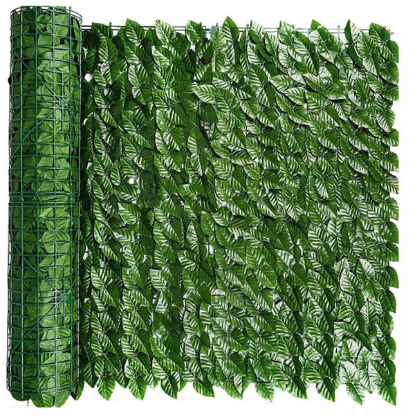 Panou paravan cu frunze artificiale pentru gard sau balcon, 100x300cm, verde