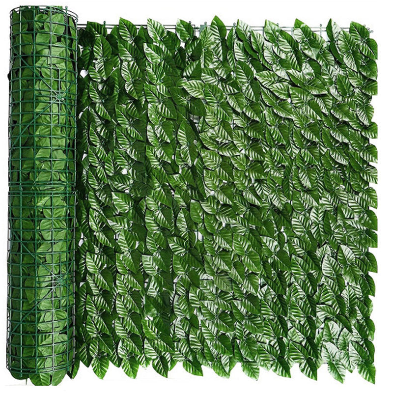 Panou paravan cu frunze artificiale pentru gard sau balcon, 100x300cm, verde