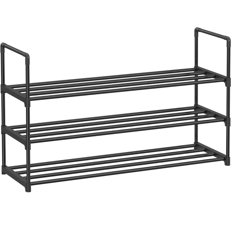 SONGMICS Suport pentru pantofi cu 3 nivele, structura metalica, pentru 12-15 perechi, 92x30x55cm, negru