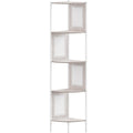 VASAGLE Raft de colt boho, cadru metalic, polite MDF si panouri poliratan, 32x32x156cm, alb