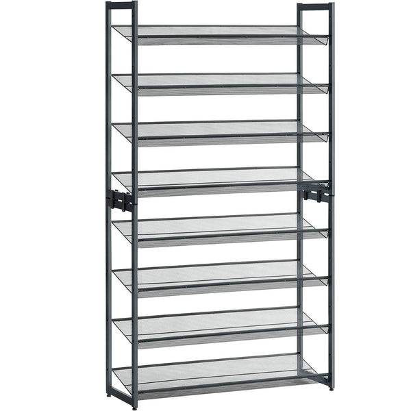 SONGMICS Raft de depozitare pantofi, pe 8 nivele, cu polite reglabile, pentru 32-40 de perechi, 31x92x163cm, gri