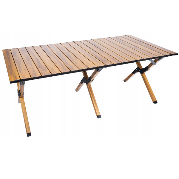Masa pentru camping cu sistem de pliere rapida, cadru ultra usor din aluminiu, 118x60x45cm, maro
